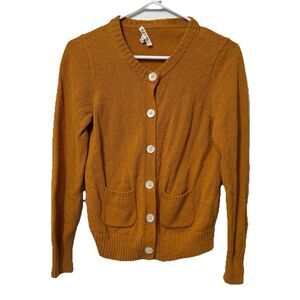Alex Mill Women’s Honey Gold Cotton Nylon Cardigan Sweater Pockets & Buttons XS